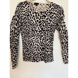 Animal Print Ann Taylor Women S Silk/Cotton Cardigan  Vtg Trending